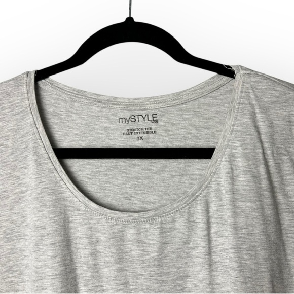 myStyle Light Grey Long Sleeve Round Neck Top 3X - Picture 3 of 5